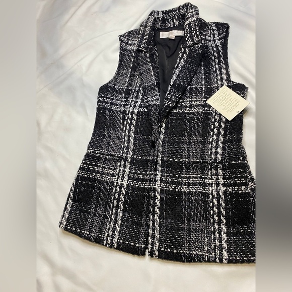 Boston Proper Jackets & Blazers - Boston Proper Black and White Plaid Blazer Vest